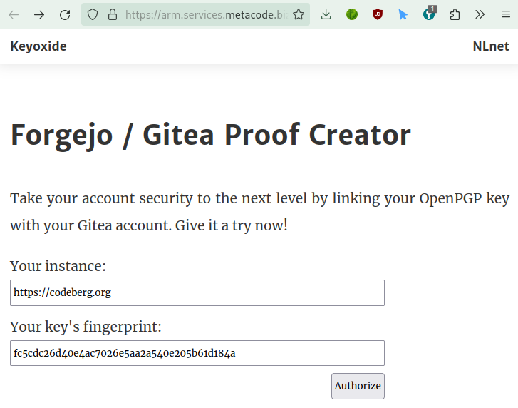 proof authorize instance